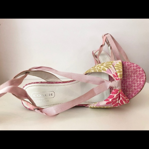 Coach Rachel Ribbon Lace Up Ankle Cork Wedges - Picture 3 of 5